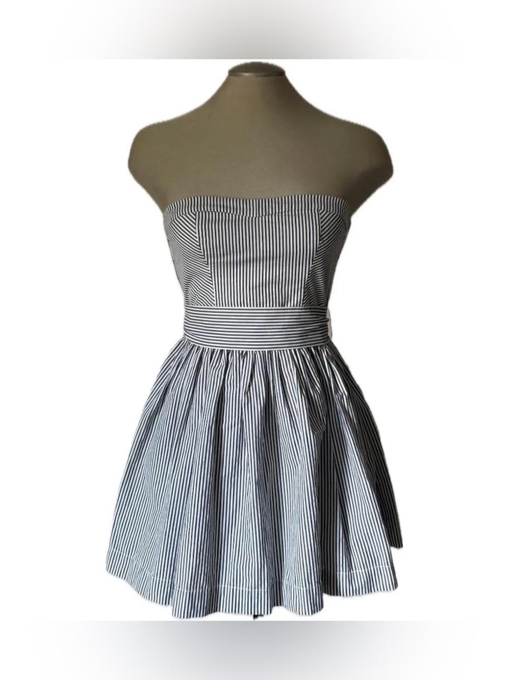 Vintage 2000's Hollister Strapless Pin Stripe Mini Dress - Medium Y2K